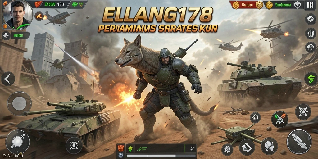 Screenshot utama ELANG178 menunjukkan aksi tembak-menembak seru dalam mode TPS.
