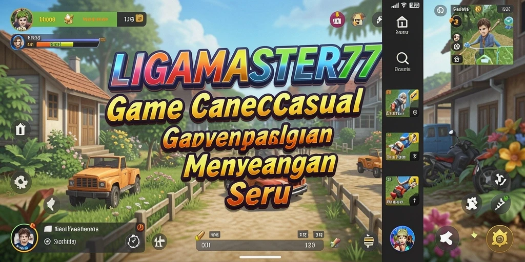 Tampilan gameplay LIGAMASTER77 yang seru dan penuh warna.