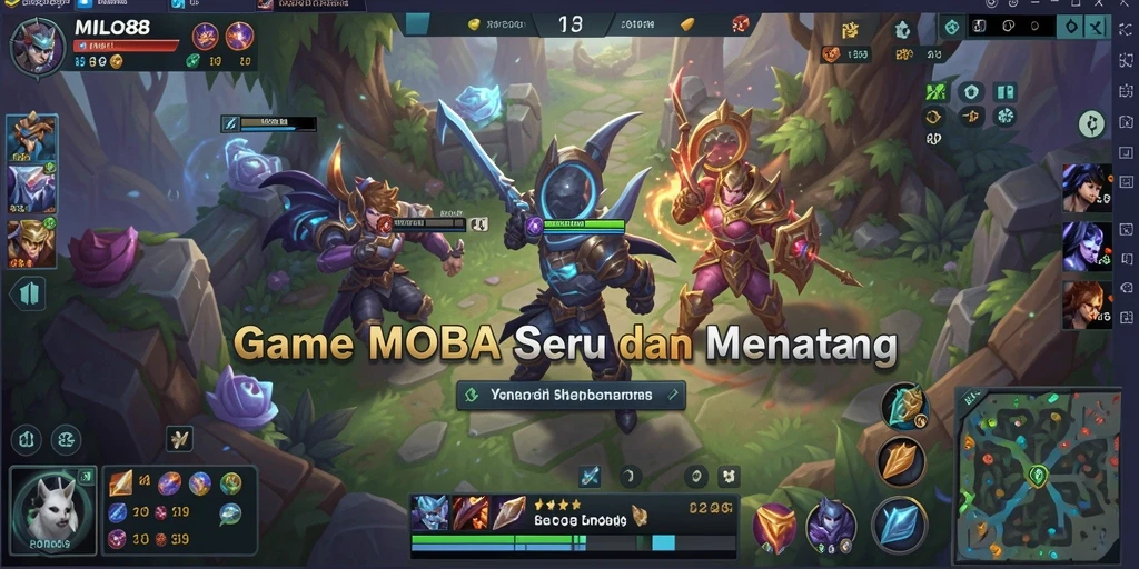 Tampilan seru dari gameplay MOBA di MILO88.