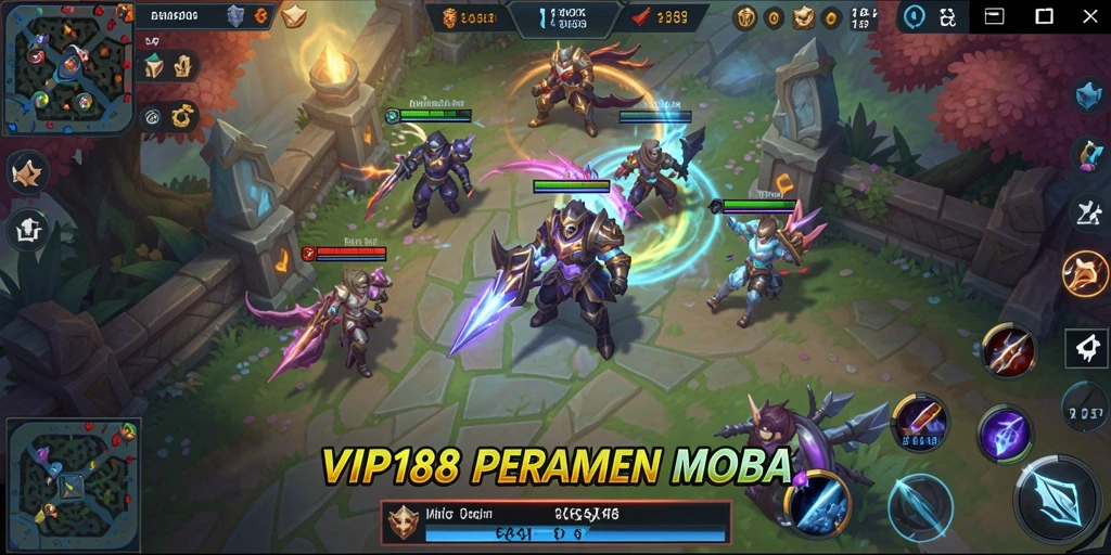 Tampilan menarik gameplay MOBA yang mendebarkan.